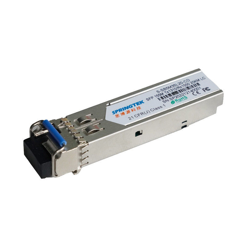 WDM 20km BIDI SFP Transceiver Optik 155Mb/s TX1310nm/RX1550nm LC Untuk SM Fibre Channel
