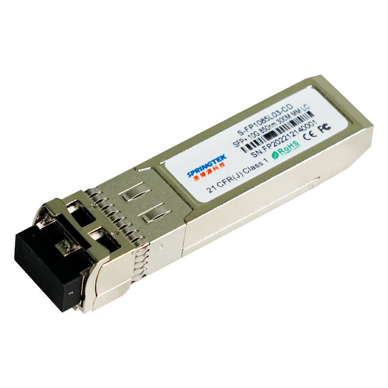 Transceiver Optik 10G SFP+SR, konektor LC, 850nm hingga 300m melalui MMF