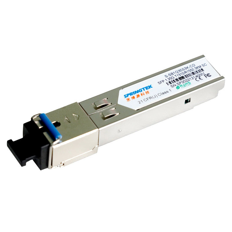 OEM 1.25G SC SFP Kompatibel Transceiver BIDI T1310 / R1550nm Dengan Modul Transceiver Optik DDM 3km