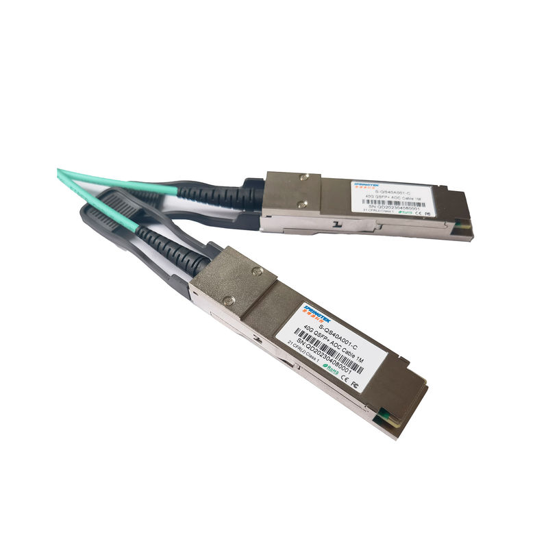 Qsfp + Aoc OM3 Kecepatan Tinggi 1m (33ft) Qsfp 40g Sr4 Kabel Optik Aktif Untuk Pusat Data