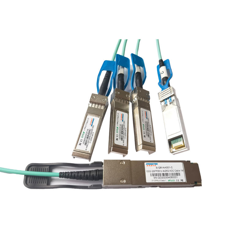 1m (3 kaki) S-Q81AA001-C 1M Kompatibel 100G QSFP28 hingga 4x25G SFP28 Kabel Optik Aktif Breakout