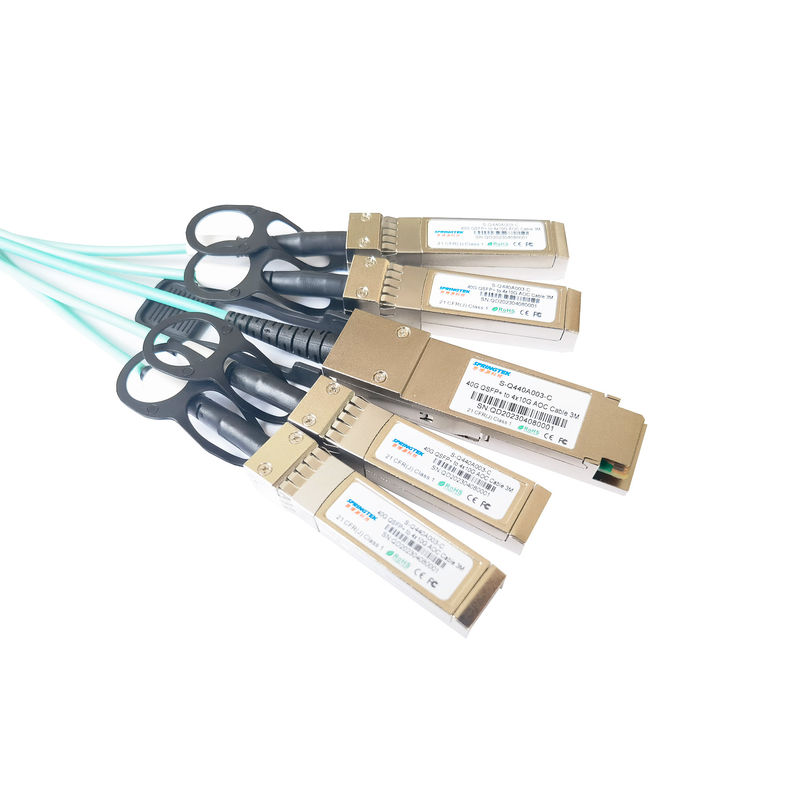 3M 40G QSFP + Ke 4X10g SFP + AOC Kabel Optik Aktif MMF Untuk Ethernet Dan Fibre Channel